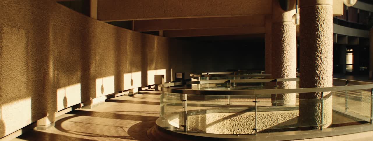 Interior architecture of columns with reflection of sunlight