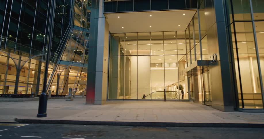Large modern building all mirrored