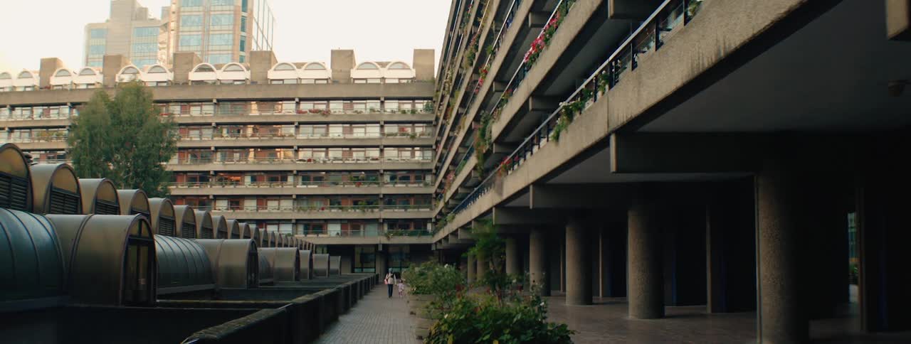 Large standardized building in a city