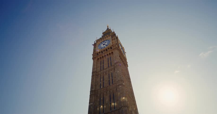 The iconic elizabeth tower housing the famous big ben clock stands tall against a clear blue sky a symbol of londons rich history and enduring timekeeping tradition