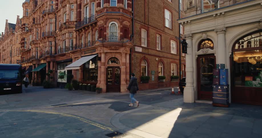 Classic british building on a street in a metropolis