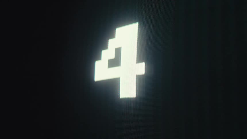 Screen displaying numbers counting down and turning white