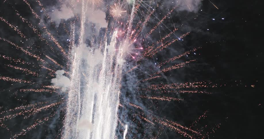 Fireworks explode in the sky