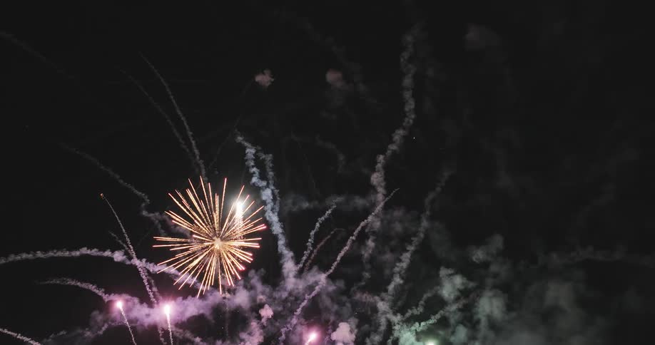 During the night time a firework show lights up the sky