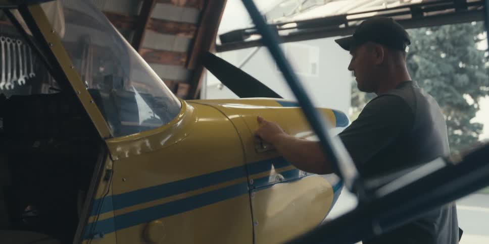 Mechanic working on an airplane