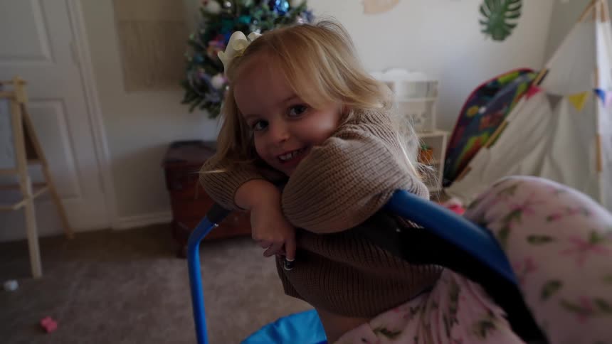 A clip of a kid playing indoor
