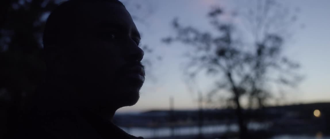 A man gazing outward at dusk