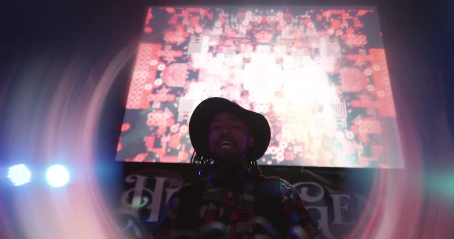 The dj is performing at an event