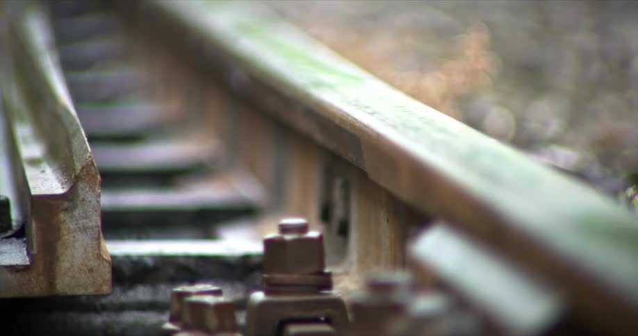 Detailed closeup of railway tracks undergoing route change