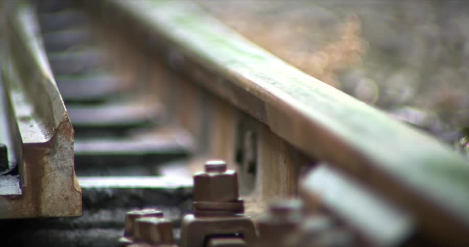 Close up of train track valve changing route