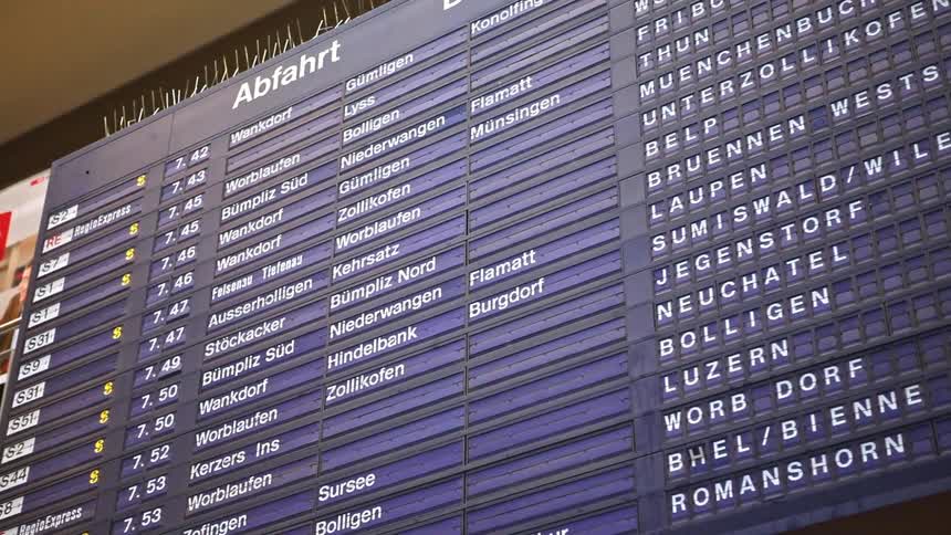 Departures board at a train station
