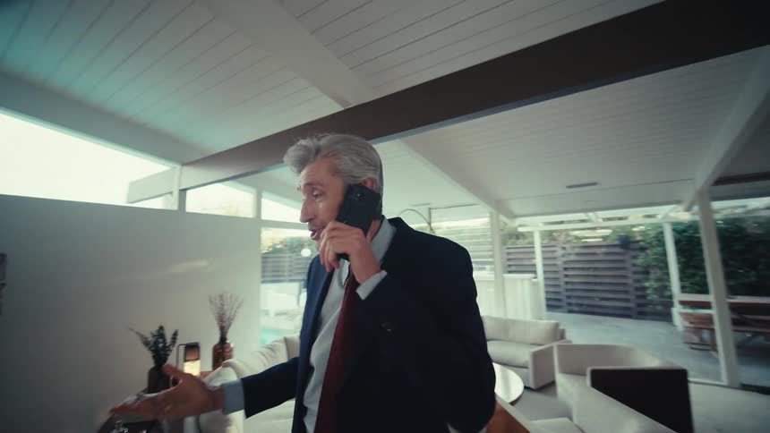 Man standing on a call on smartphone