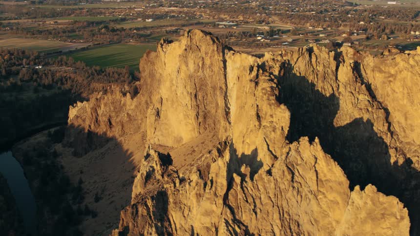 Aerial view of cliffs on rocks with natural weathering