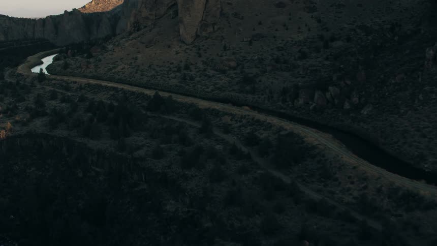 Drone shot flying through a canyon