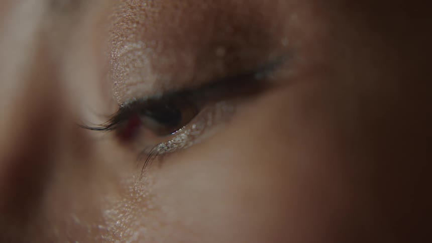 A womans eye with long eyelashes