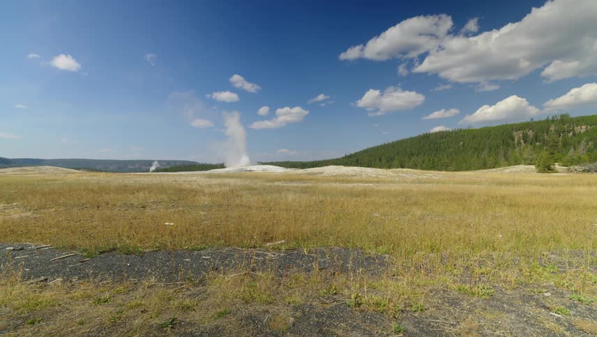 A geyser erupts down the field