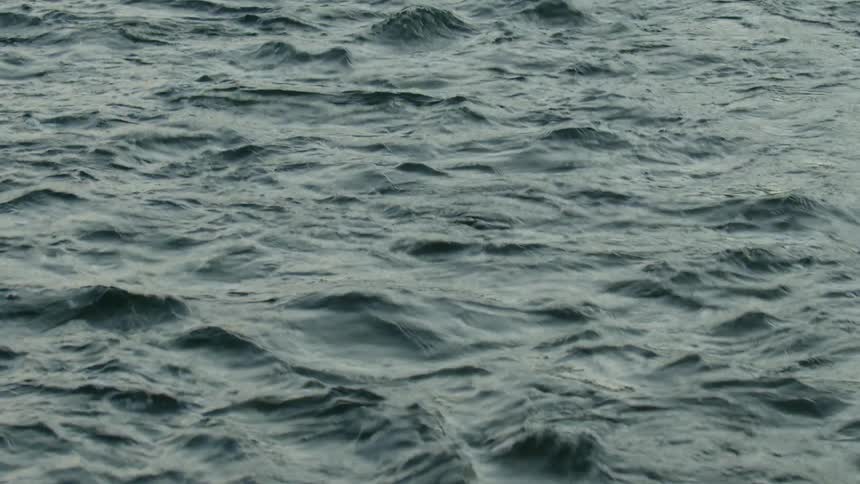 A slightly choppy expanse of water with small waves moving across the surface