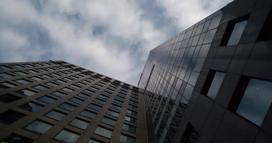 Looking up at a skyscraper
