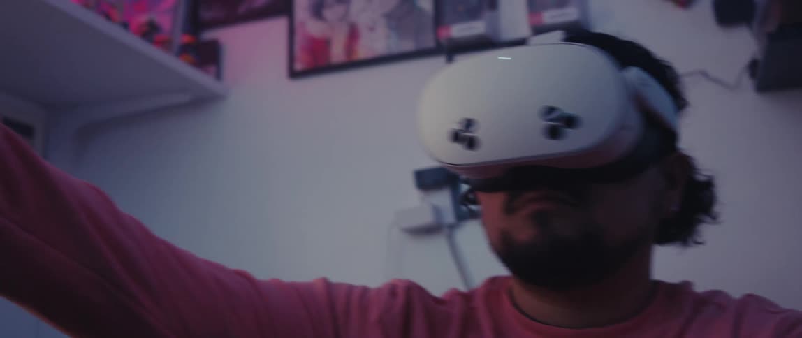 Man using vr headset in a room