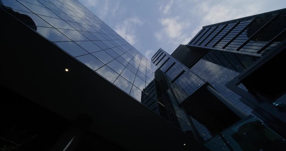 Looking up at some skyscrapers