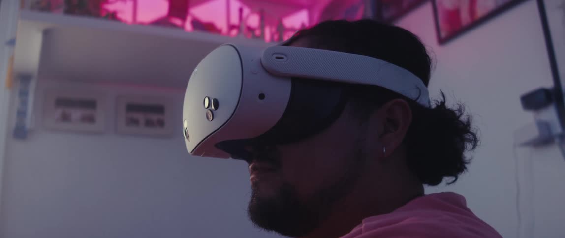 Man using a vr headset in a room