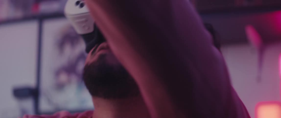Man interacting with a vr headset