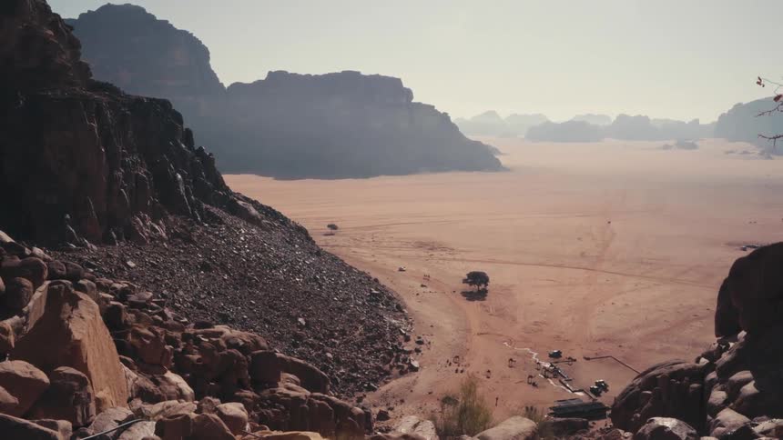 Landscape of canyons in a desert environment