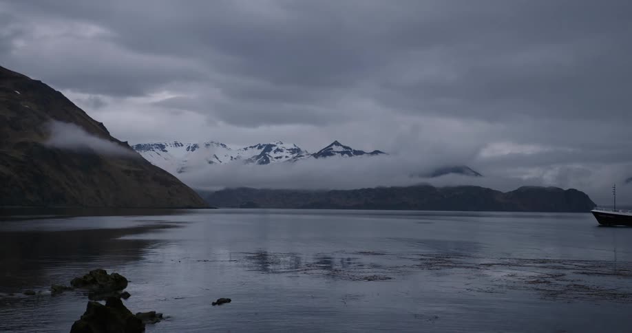 A clip of a ship moving towards the shore