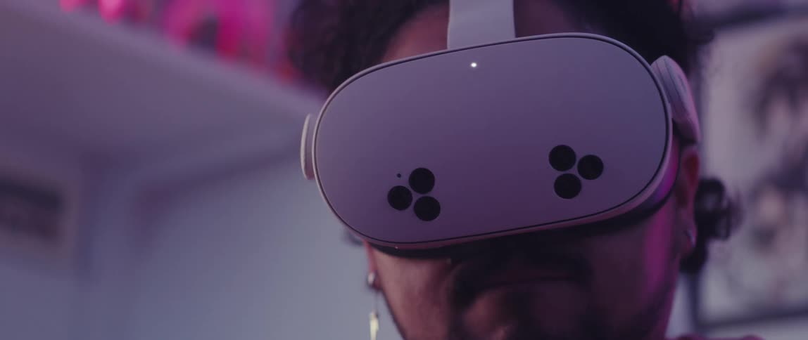 A man is using virtual reality at home