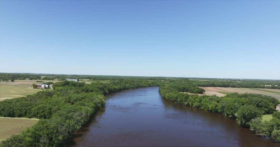 A river runs through a rural area