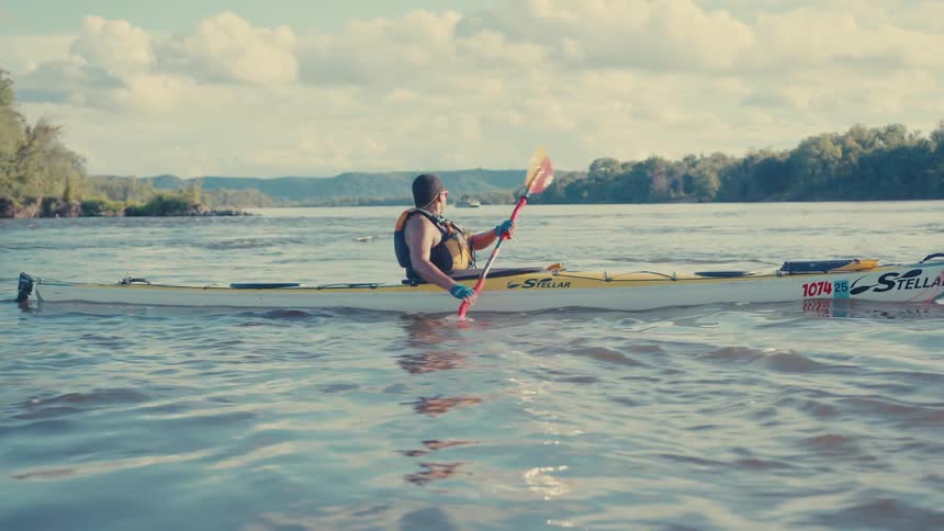 A footage of a person kayaking