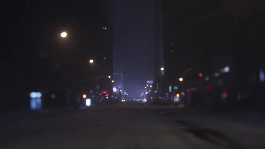 A city street at night