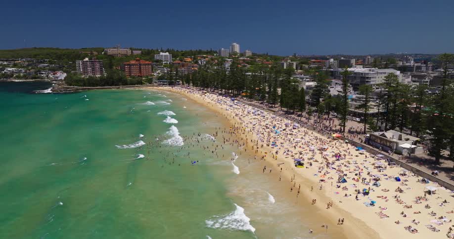 An aerial clip of a beach side
