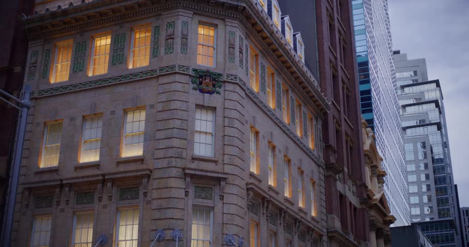 Classic and modern buildings on an urban street