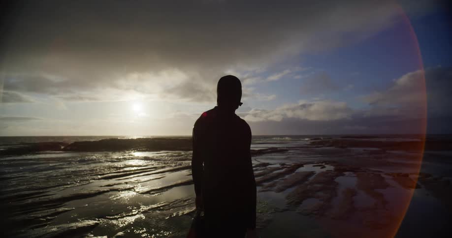 Silhouette of a person on a beach