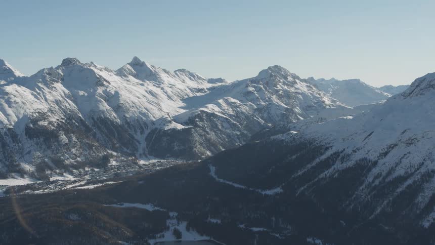 Landscape of a snowy mountain valley