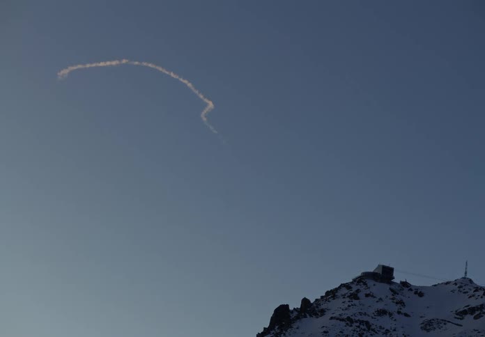 Aerial view of jet contrails