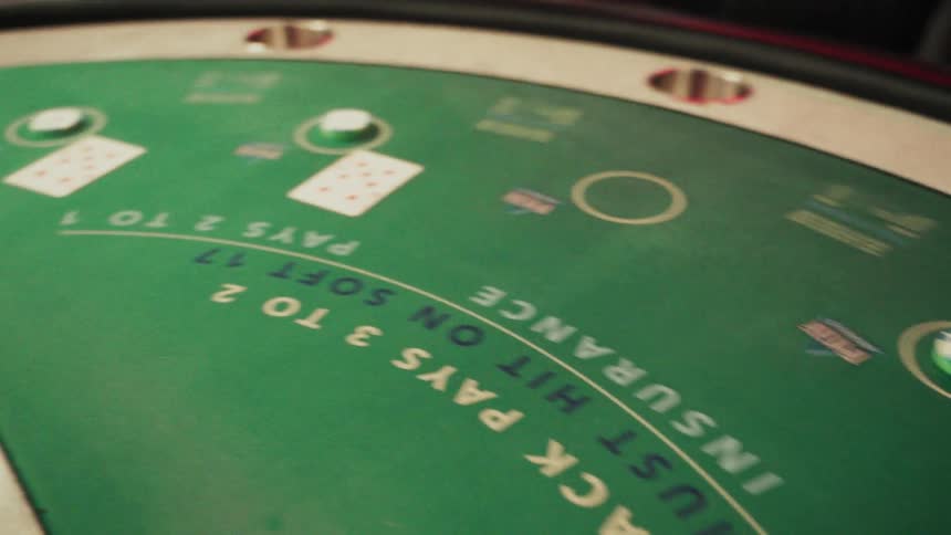 A close up clip of a casino table
