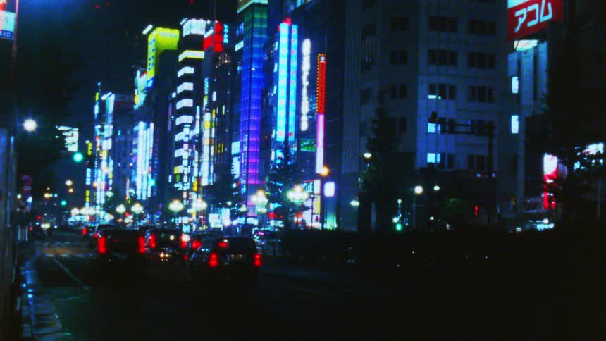 A night clip of a busy road in a city