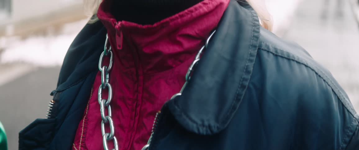 A clip of a persons shoulder