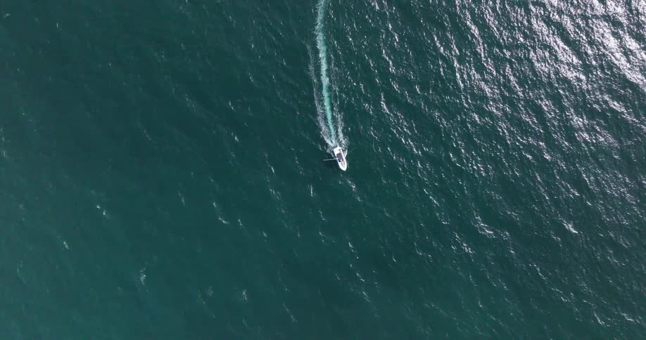 A boat creates a wake as it cuts through the water