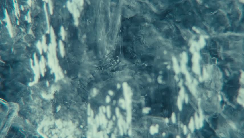 The liquid slowly freezes while moving