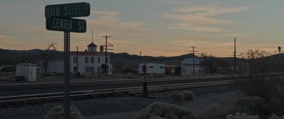 Railroad tracks are right near the small town