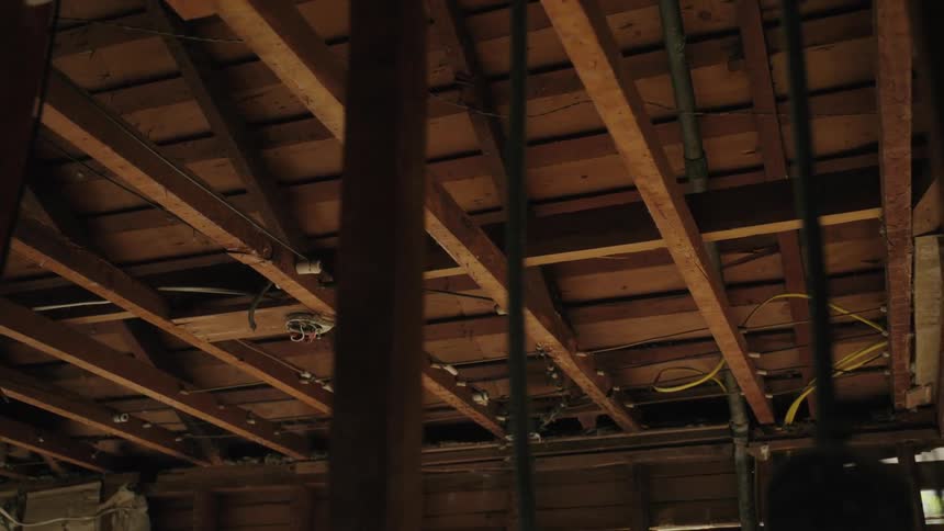 Plywood rooftop of an unfinished house