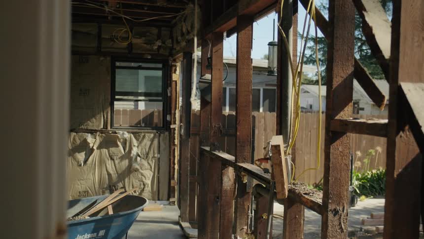 Home Renovation Demolition Seen Through a Door