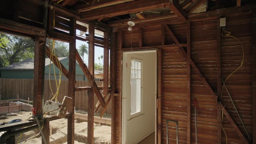 Open Walls of a House During a Remodel Construction Project