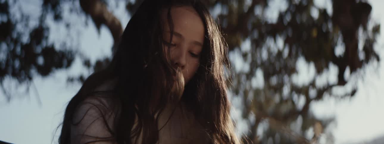 A girl digs up a box under the tree