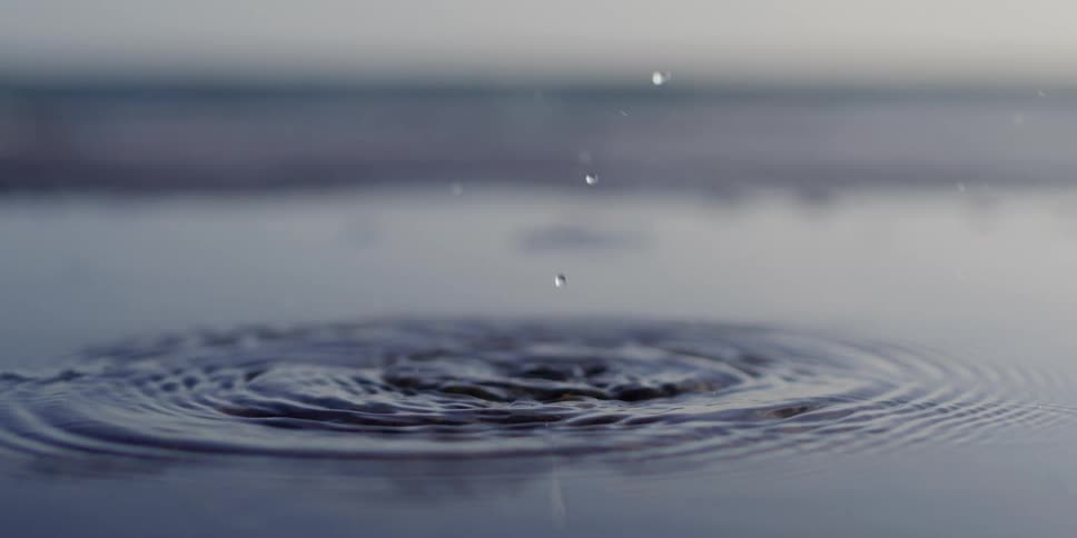 Drops falling into calm waters