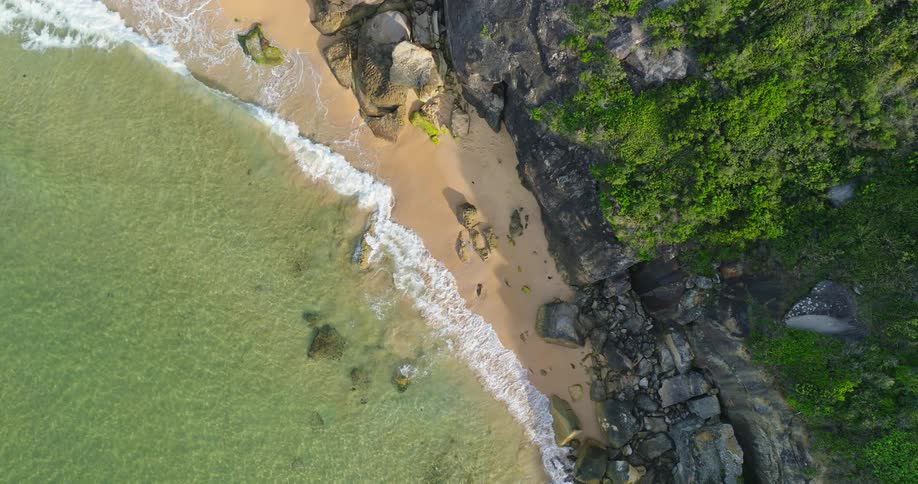 Aerial panorama of a sea from a beach on an island