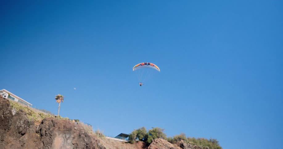 Person flying in the sky with parachute